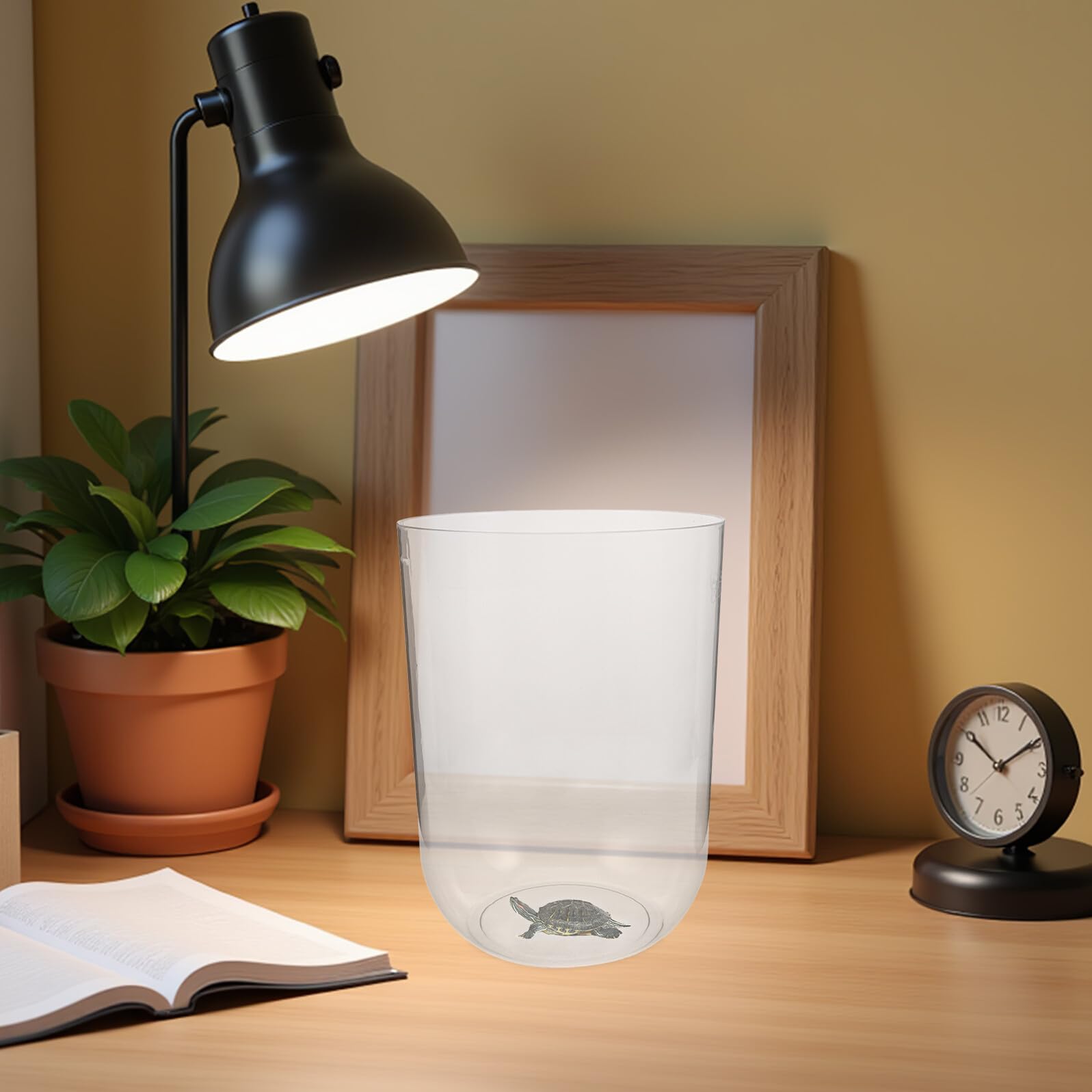 BESTonZON Aquarium Cylindrique en Plastique Pet Facile à Nettoyer 8l Design Créatif et Élégant pour Betta et Tortue pour Bureau et Débutant en Aquariophilie