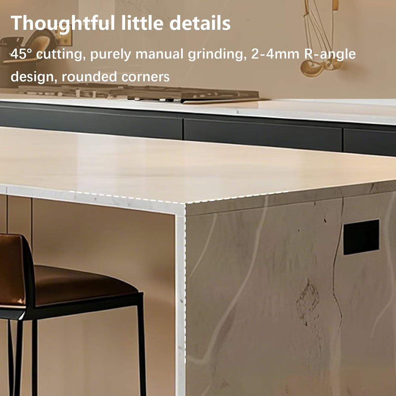 Kitchen Island with Storage -Large Kitchen Island Table with White Slate Top, Modern Bar Includes Integrated Storage Cabinets,Power Outlets,Wide Work Surface for 4 (68IN No Chairs)