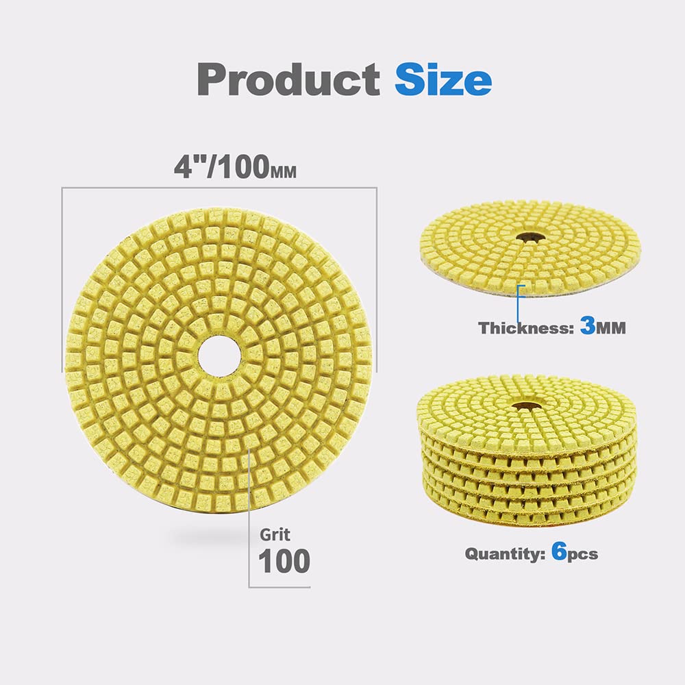 HIGHDRIL 4" Diamond Jig Saw Blade - 3PCS and Wet Diamond Polishing Pads - HIGHDRIL 12pcs 4 inch #100