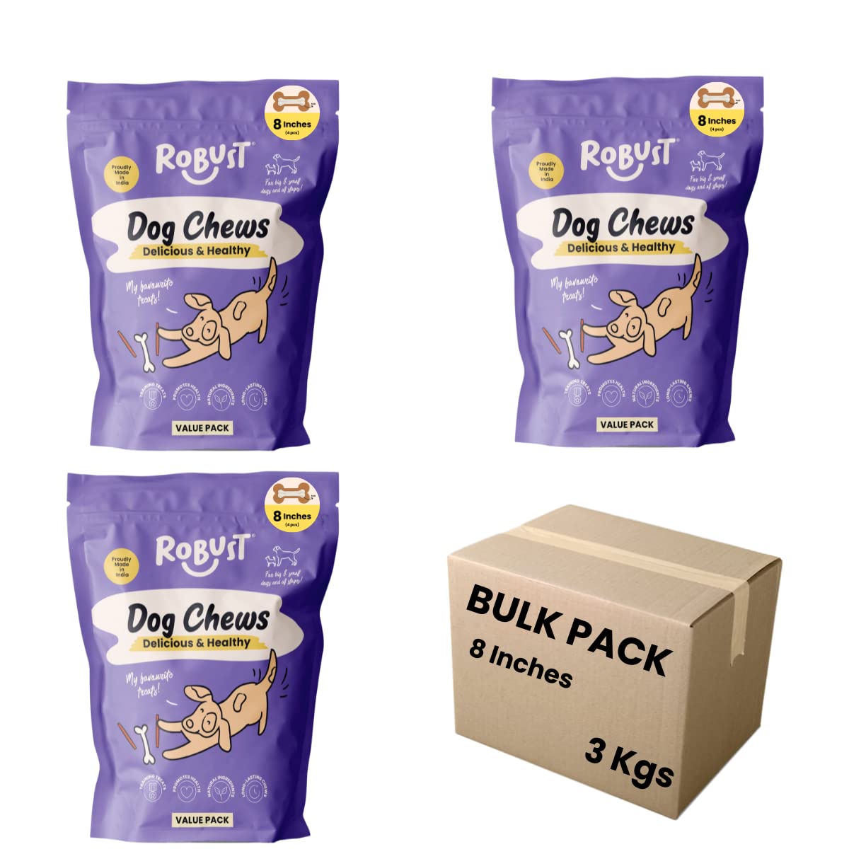 ROBUST Dog Solid Chews Parent(Bulk Pack - 8 Inches X 3 Kgs), for All Life Stages (B0BWYC6X81) Amazon Price History, Amazon Price Tracker