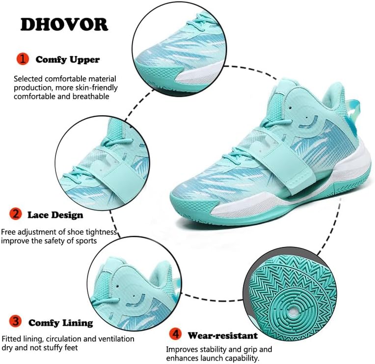 DHOVOR Womens Basketball Shoes Teenager Fashion Basketball Sneakers Anti-Slip Girls Basketball Shoes Indoor and Outdoor