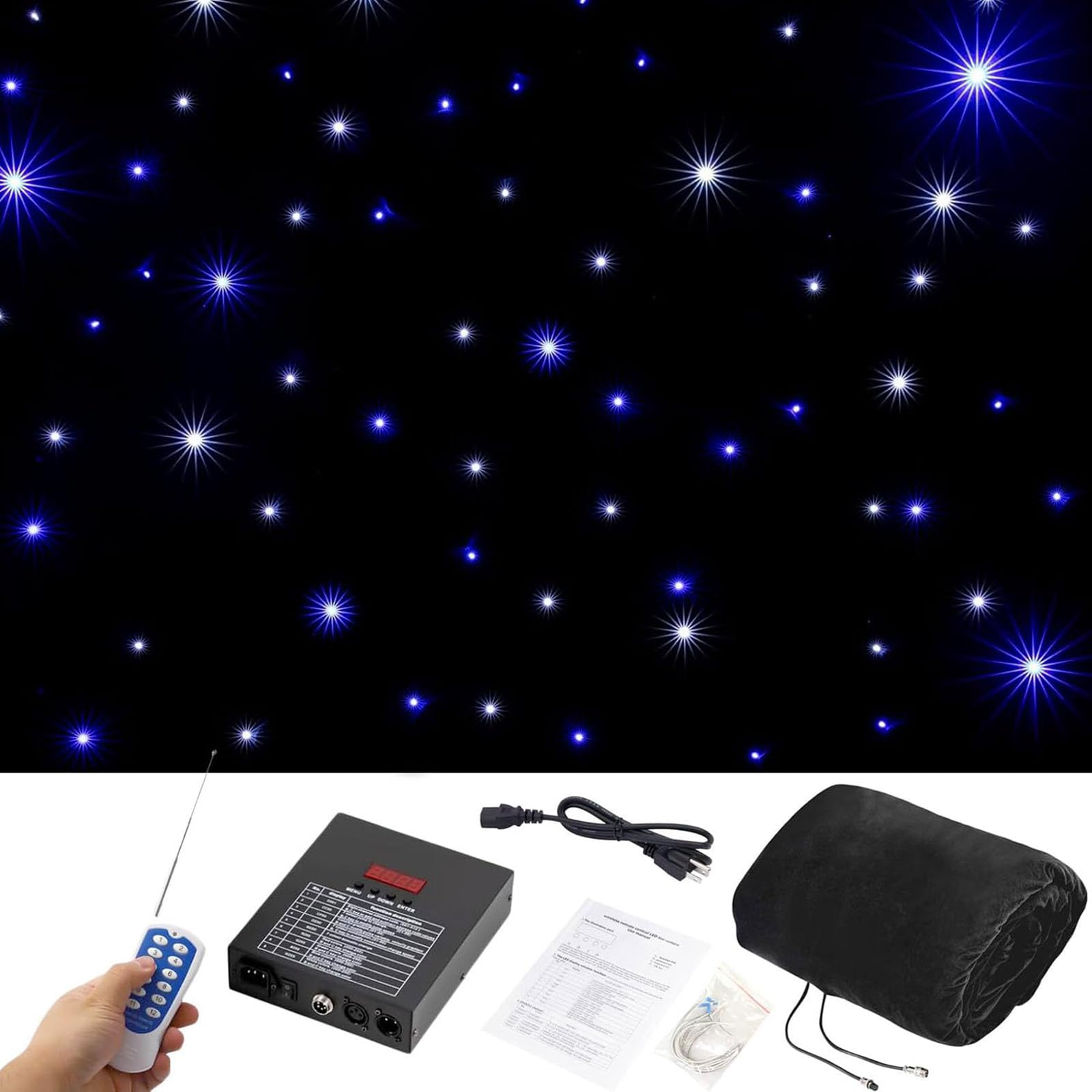 Tenda a LED per sfondo fotografico, pieghevole, motivo cielo stellato, per matrimoni, feste di Natale, tema spazio universo, 4 x 6 m