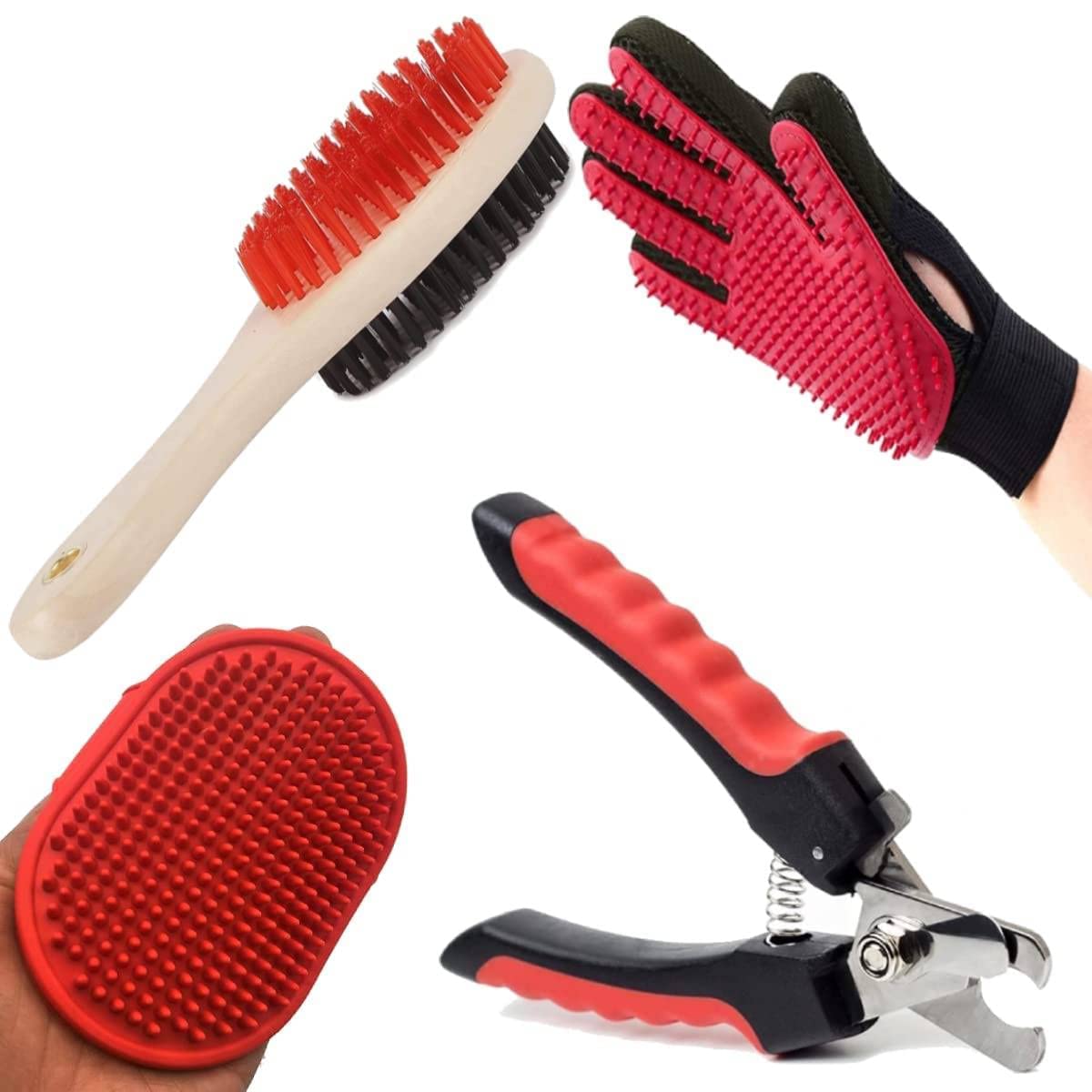 Sage Square Dog Grooming Kit - Dog Nail Clippers + Pet Bath Brush Grooming Comb with Adjustable Ring + Pet Wood Handle Double Sided Brush (Medium) + Pet Grooming Glove for Dog, Cat - 4 in 1 Combo (B0BGB91Q8G) Amazon Price History, Amazon Price Tracker