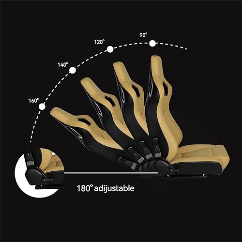 Miniatura 3 de Asientos universales de carreras, par de asientos de cubo con deslizadores de doble bloqueo para ajuste delantero y trasero, asientos de carreras de
