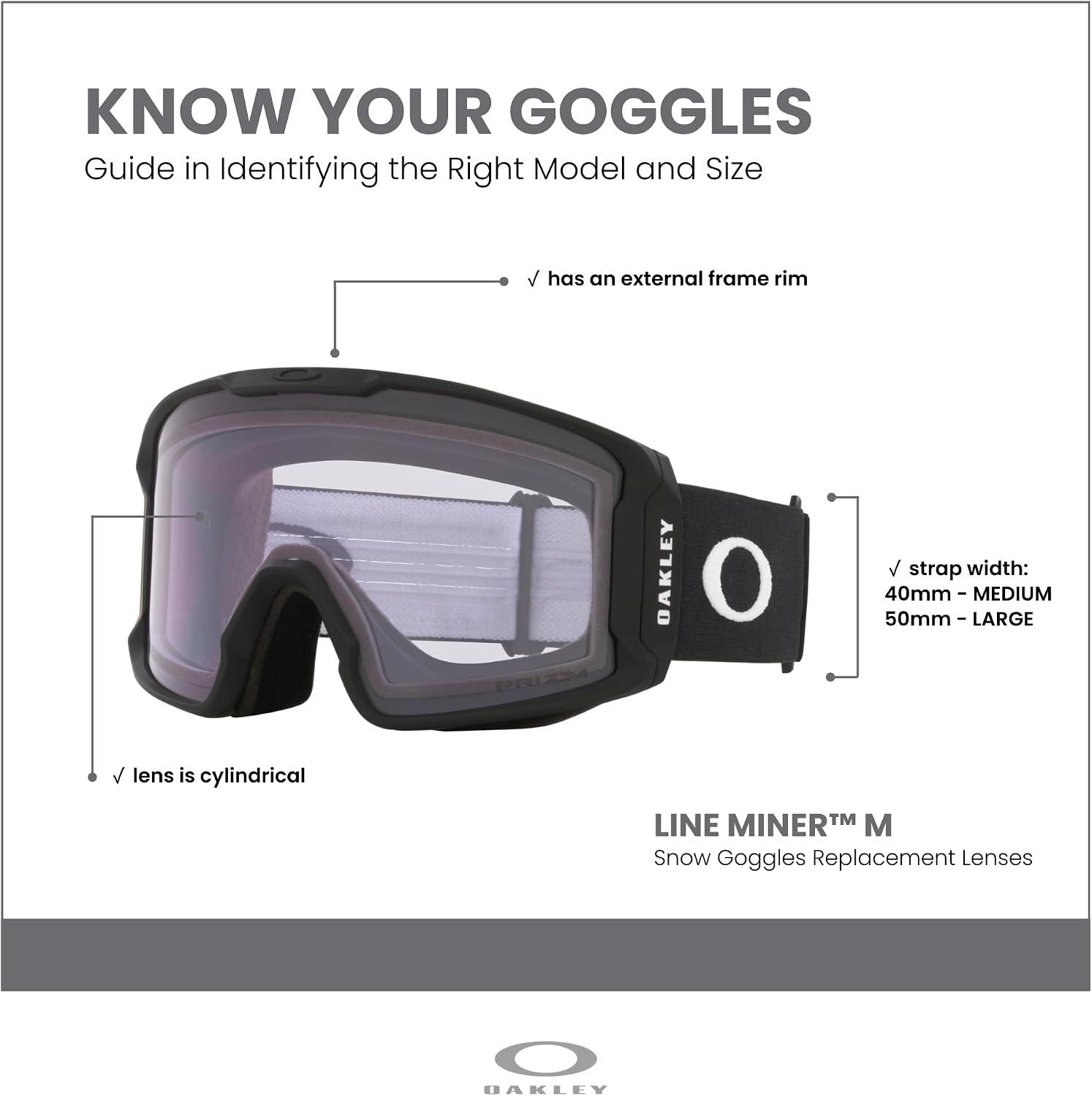 Oakley Line Miner Medium Ski Goggles REPLACEMENT LENSES OO7093 For Men For Women +Designer iWear Care Kit