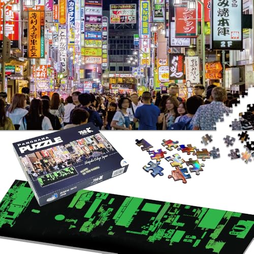 Universal Castle Glow In The Dark 750 Pieces Jigsaw Puzzles for Adults Landscape Panorama Photo Landmark Classic Puzzle (Shinjuku, Tokyo Japan)