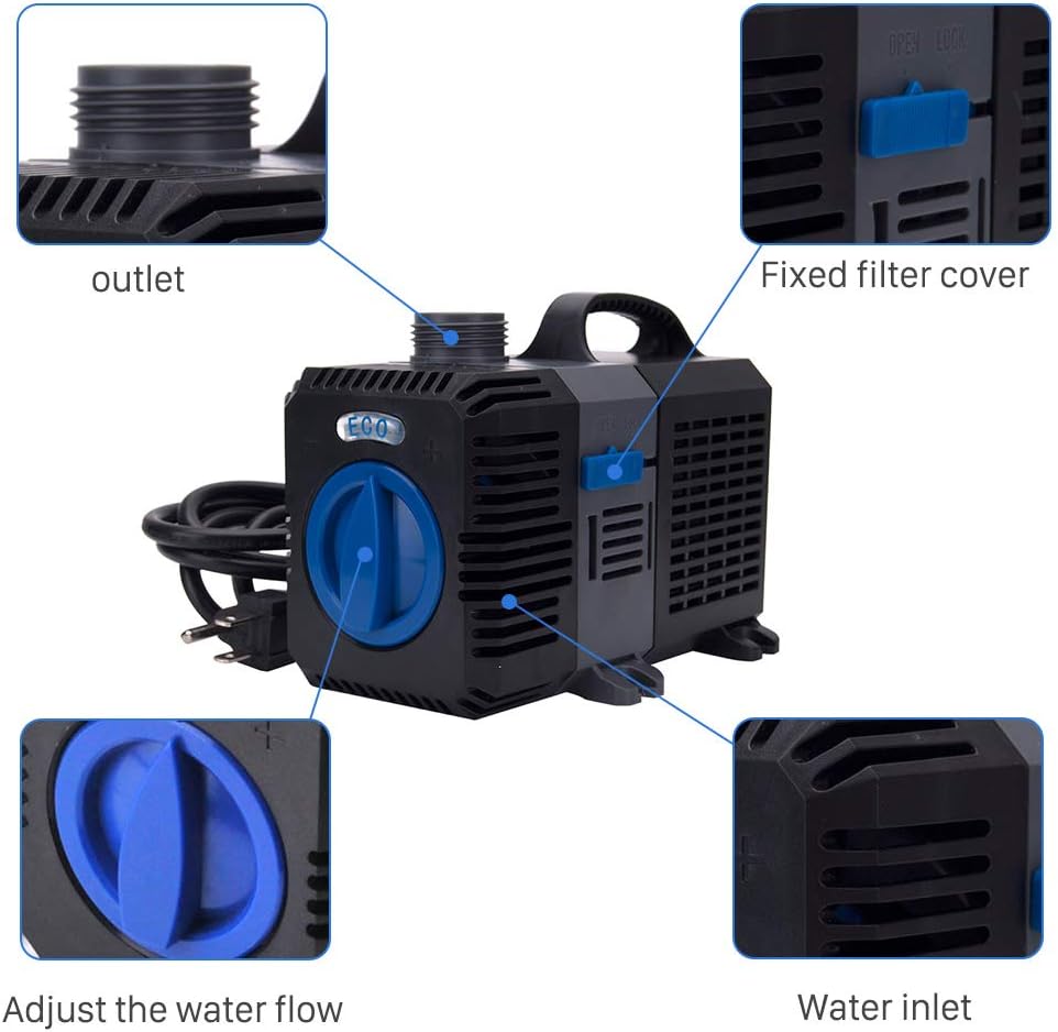 950 GPH Adjustable Flow Submersible Frequency Water Pump Aquarium Fish Pond Hydroponics