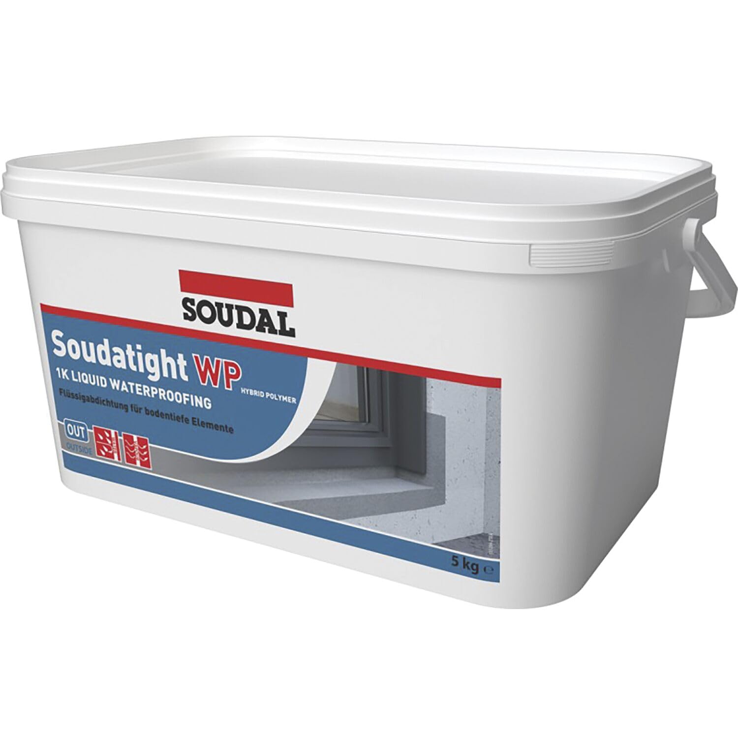 Soudal Soudathight WP uszczelnienie płynne – uszczelniacz specjalnie do uszczelniania złączy okiennych na zewnątrz, 5 kg szary
