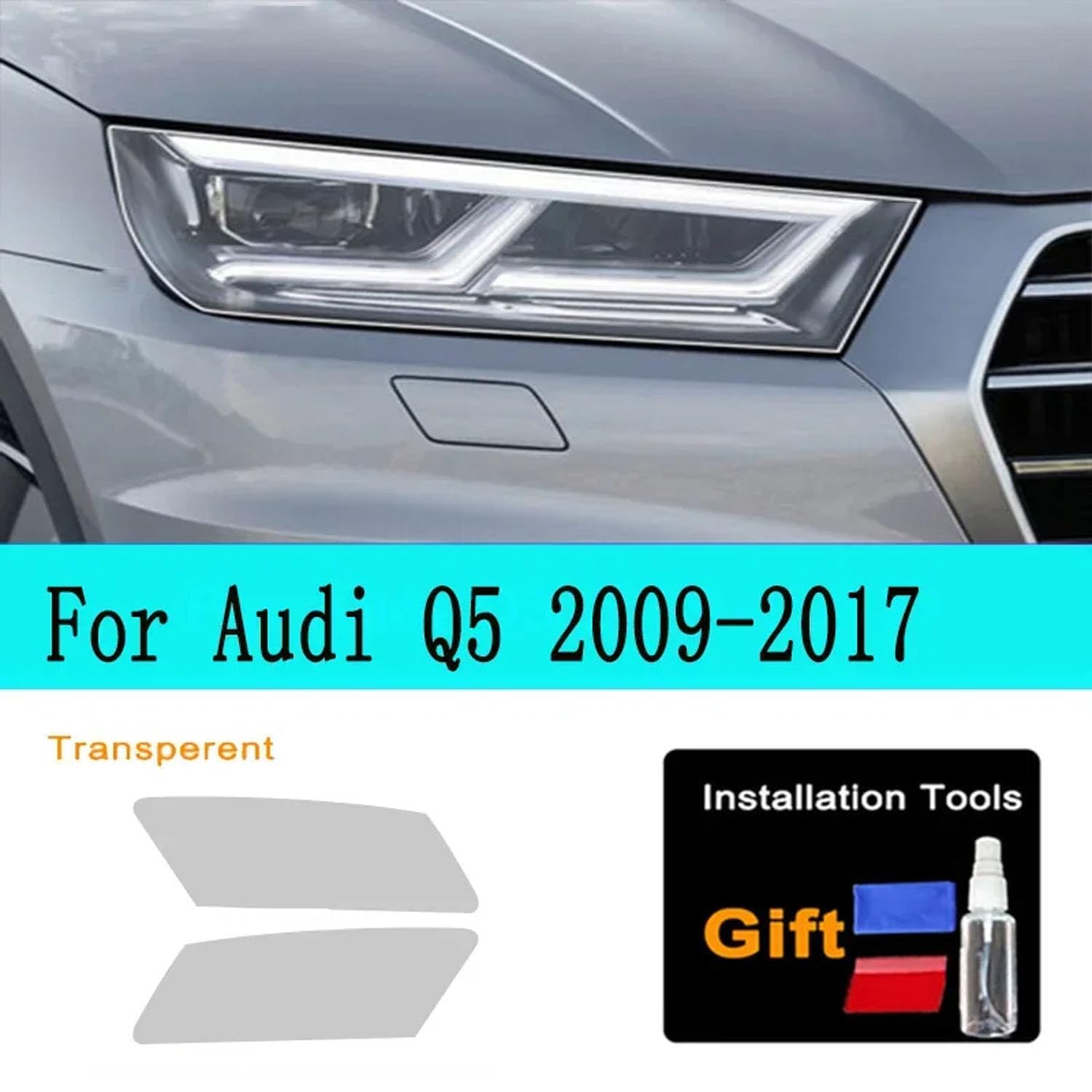 Für Audi Q5 SQ5 Quattro Facelift 2021 2022 Auto Scheinwerfer Schutz Folie TPU Scheinwerfer Film Anti Scratch Auto-Styling Aufkleber,transparent