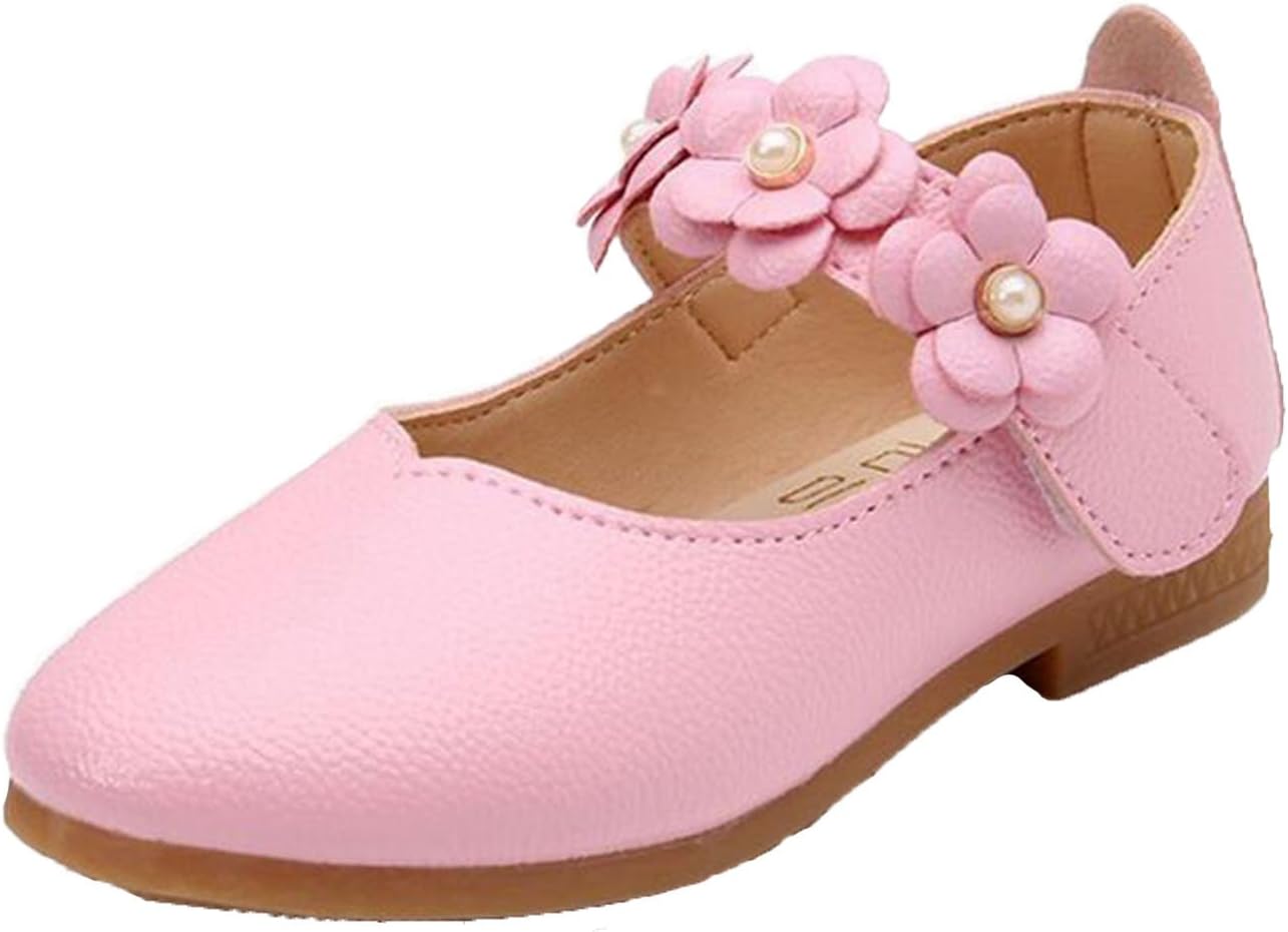 WUIWUIYU Girl's Sweet Flower Mary Janes School Wearing Princess Shoes(Toddler/Little Kid)