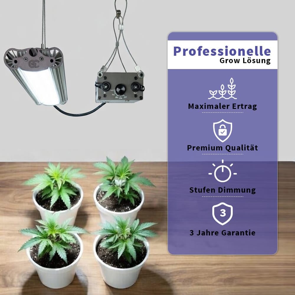 Greenception GCx-5solo PWR 200W LED Pflanzenlampe Vollspektrum mit UV & IR, dimmbare Grow Lampe für Zimmerpflanzen, Keimlinge, Wachstum & Blüte, energieeffizient