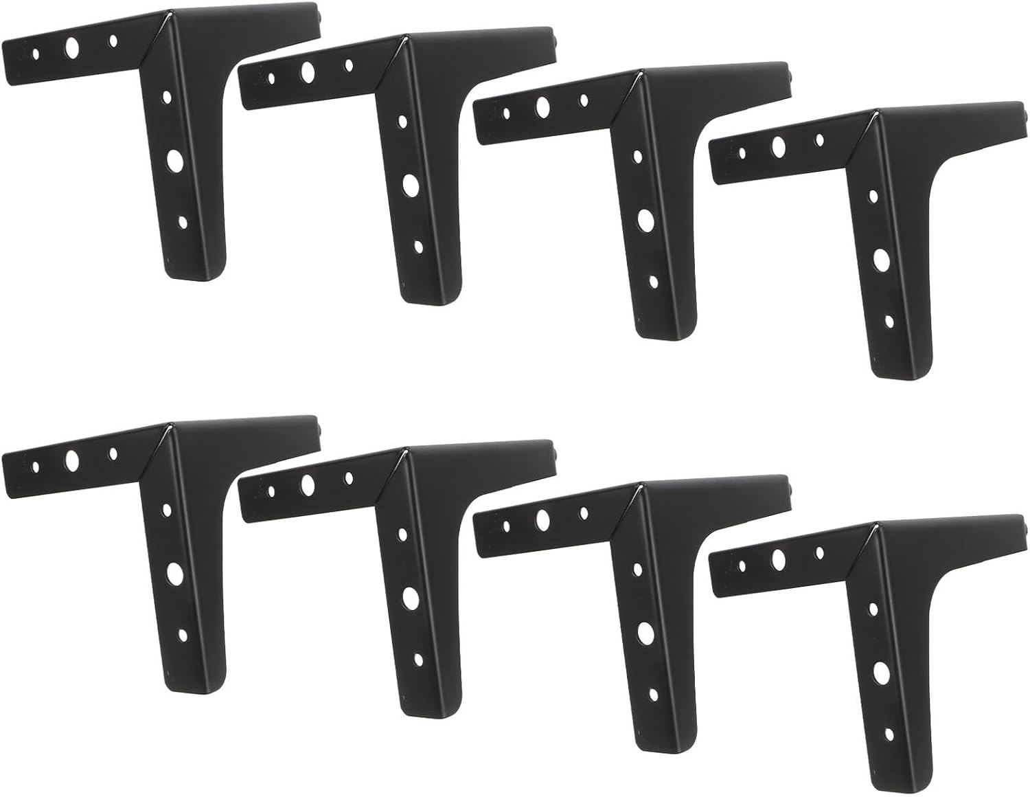Zerodeko 8pcs Black Metal Furniture Legs Adjustable Support Feet for Tv Stand Sofa Coffee Table Cabinet, 13cm Height, Heavy Duty Replacement Risers for Home Decor