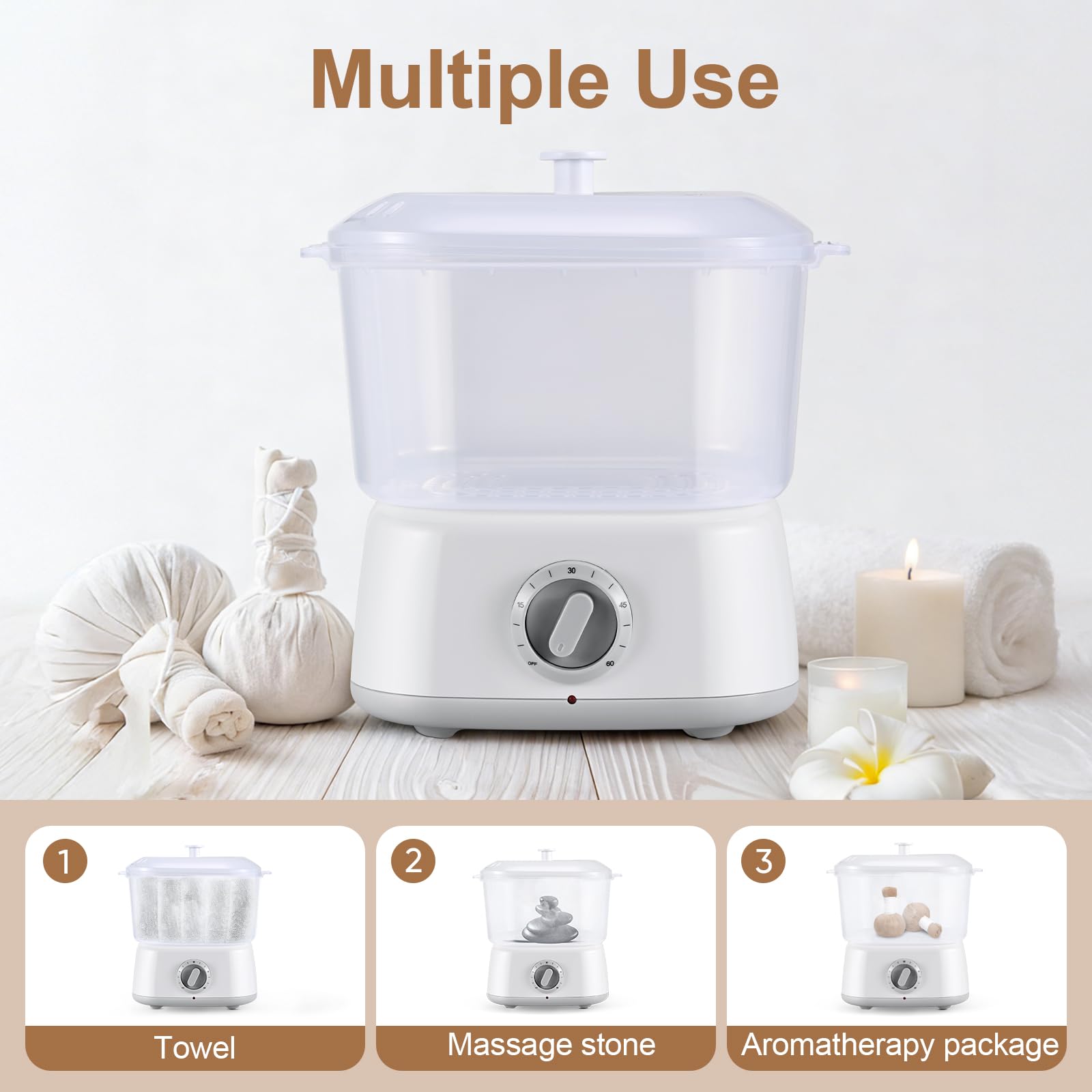 Chauffe Serviette, Chauffe Serviette Esthetique avec Pince à Serviette, Grande Capacité de 3L Chauffe Serviette Spa, Chauffe Serviette Barbier à Chauffage Rapide pour Salon, Usage Domestique