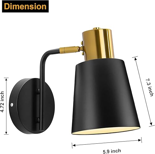 Miniatura 3 de Apliques de pared vintage paquete de 2 lámparas de pared industriales con base E26 iluminación de pared rústica de metal lámpara de pared negra