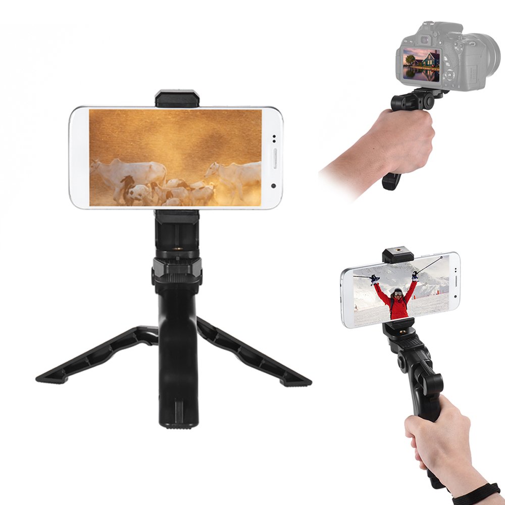 Andoer Camera Stabilizer 1 4 Screw Handheld Mini Universal Smartphone Holder Tripod for iPhone Samsung Android Multi-Use Pistol Grip One Size Phone Tripod