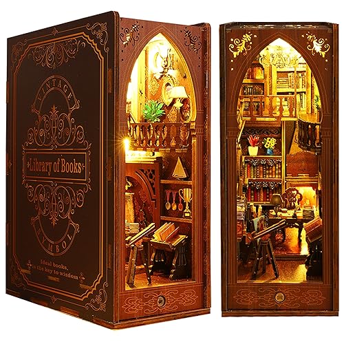 ISSEVE DIY Book Nook Kit, 3D Wooden Puzzle DIY Miniature House Kit for Booknook Shelf Insert...