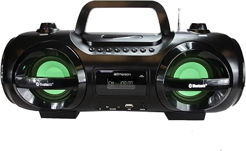 Emerson EPB-3005 - Reproductor de CD Boombox portátil retro, radio AM/FM, Bluetooth, USB, pantalla LED, entrada auxiliar, conector para auriculares,