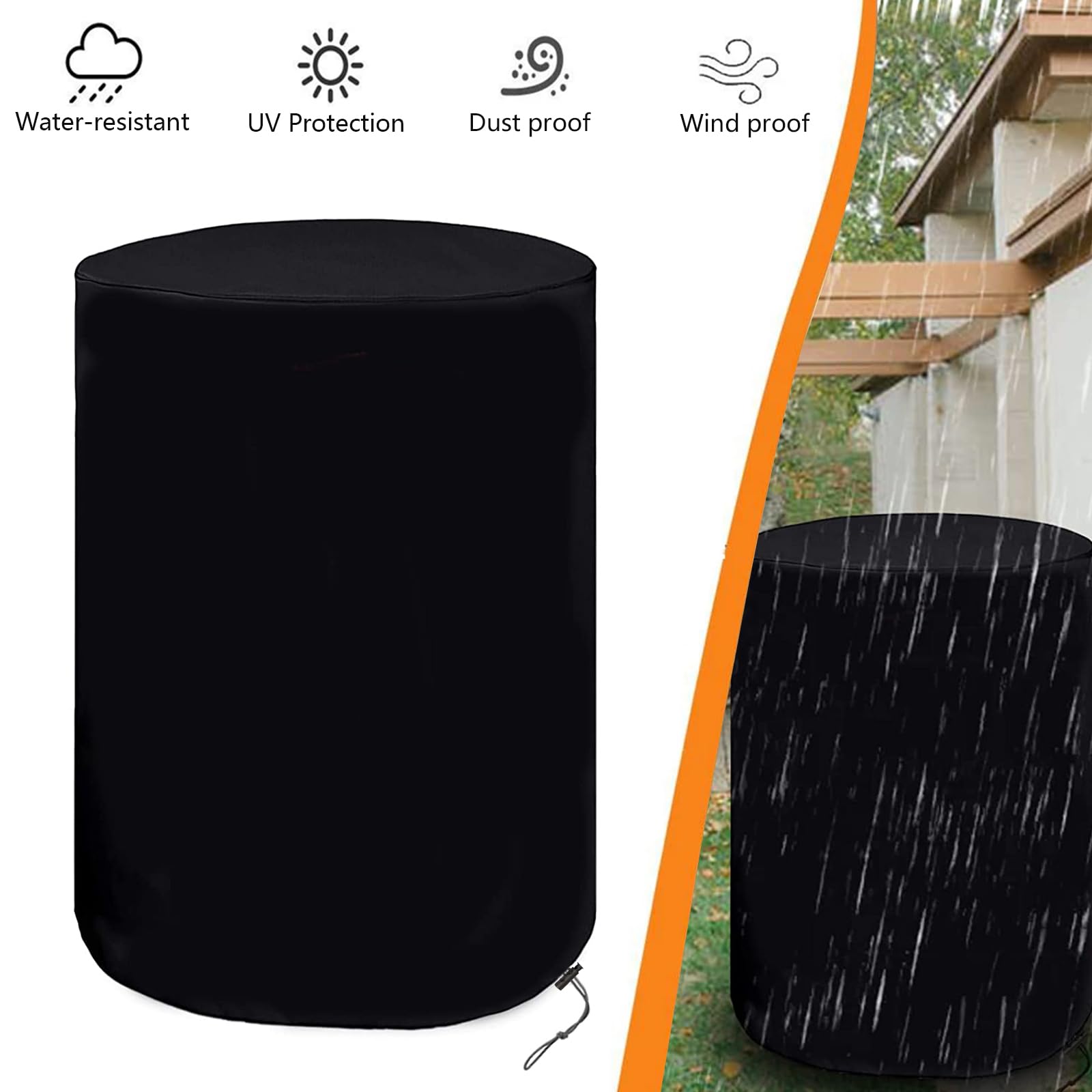 IBC Tank Abdeckung, Abdeckplane für 600L/800L/1000L Wassertank, Abdeckplane Schutzhülle Schutzhaube Schutzplane für IBC-Tank Behälter Container Regenwassertank (Schwarz, 65 * 95cm)