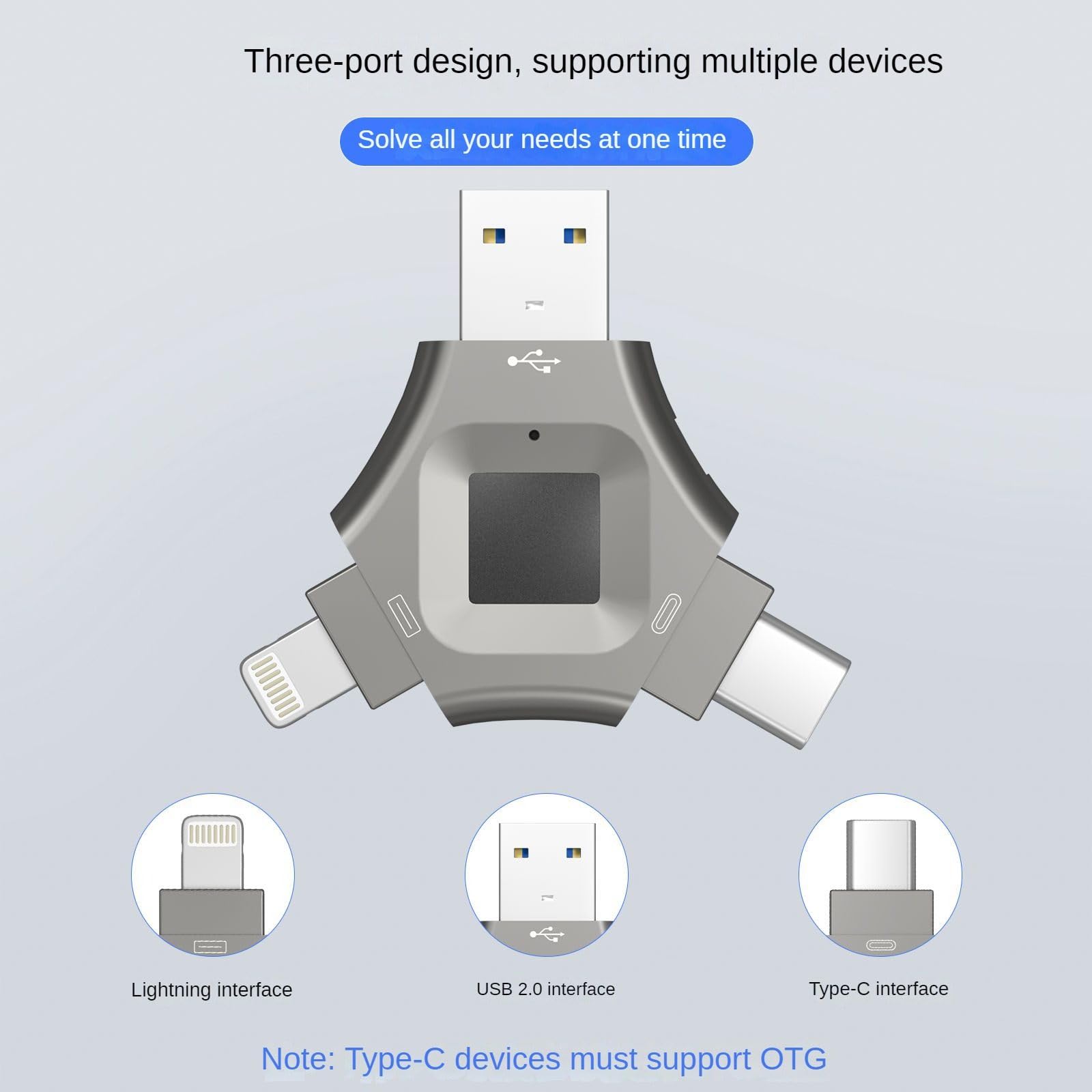 Clé USB 3 en 1 cryptée par Empreinte Digitale, 256 go/512 go, déverrouillage par Empreinte Digitale, pour téléphone Portable,512GB