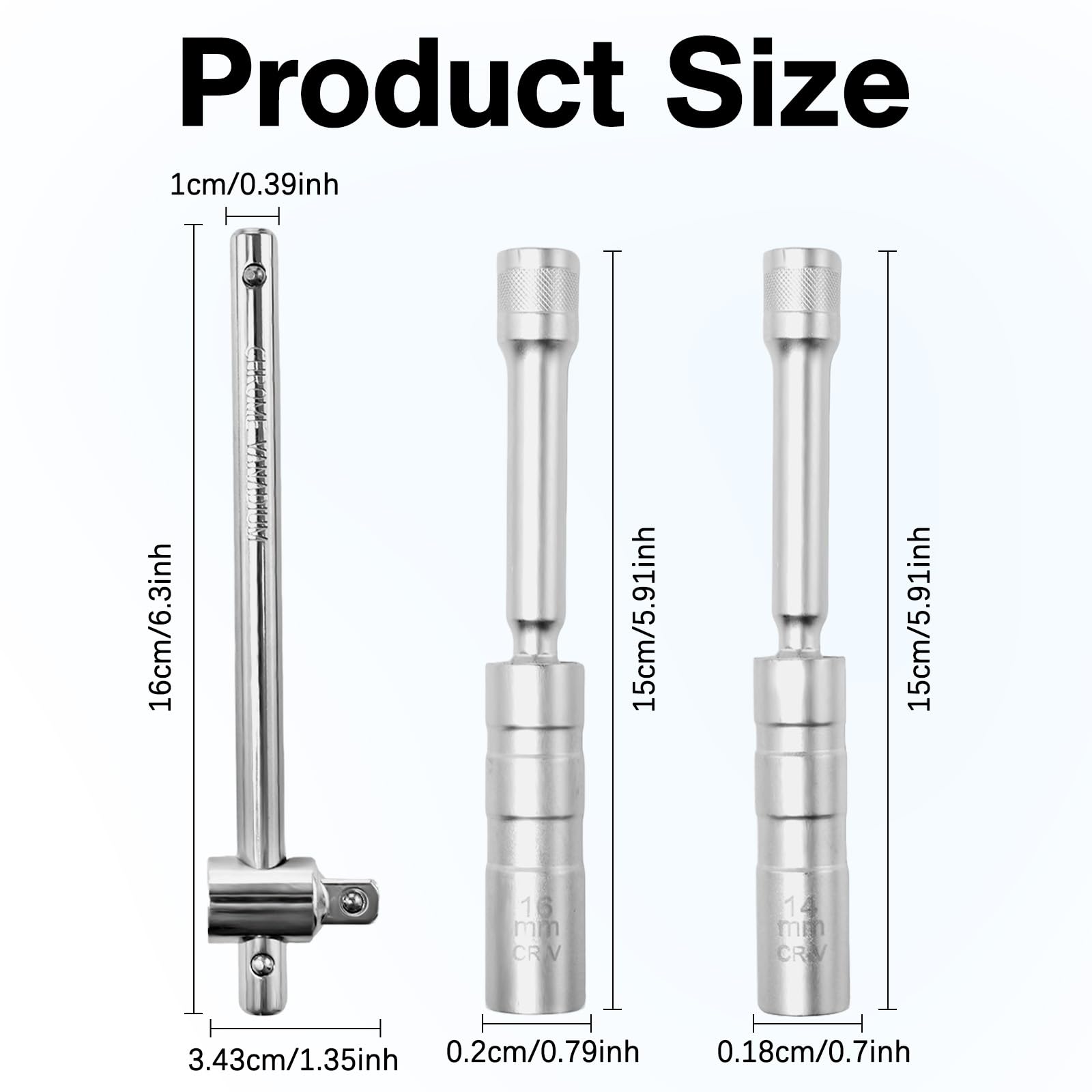 2 Pezzi Chiave Candela 16mm e 14mm, Chiavi per Candelette Magnetico Prolunga 8cm Chiave per Rimozione Presa per Candela Universale Flessibile con Chiave a T Regolabile per Auto e Moto