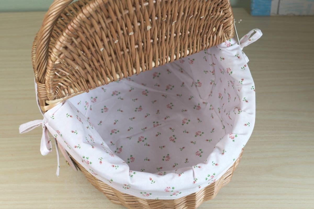 マニー ローズ　ふた付きパニエ バスケット ピクニック　小物入れ　収納　新品 Amazon.co.jp: マニー ローズ ふた付きパニエ バスケット