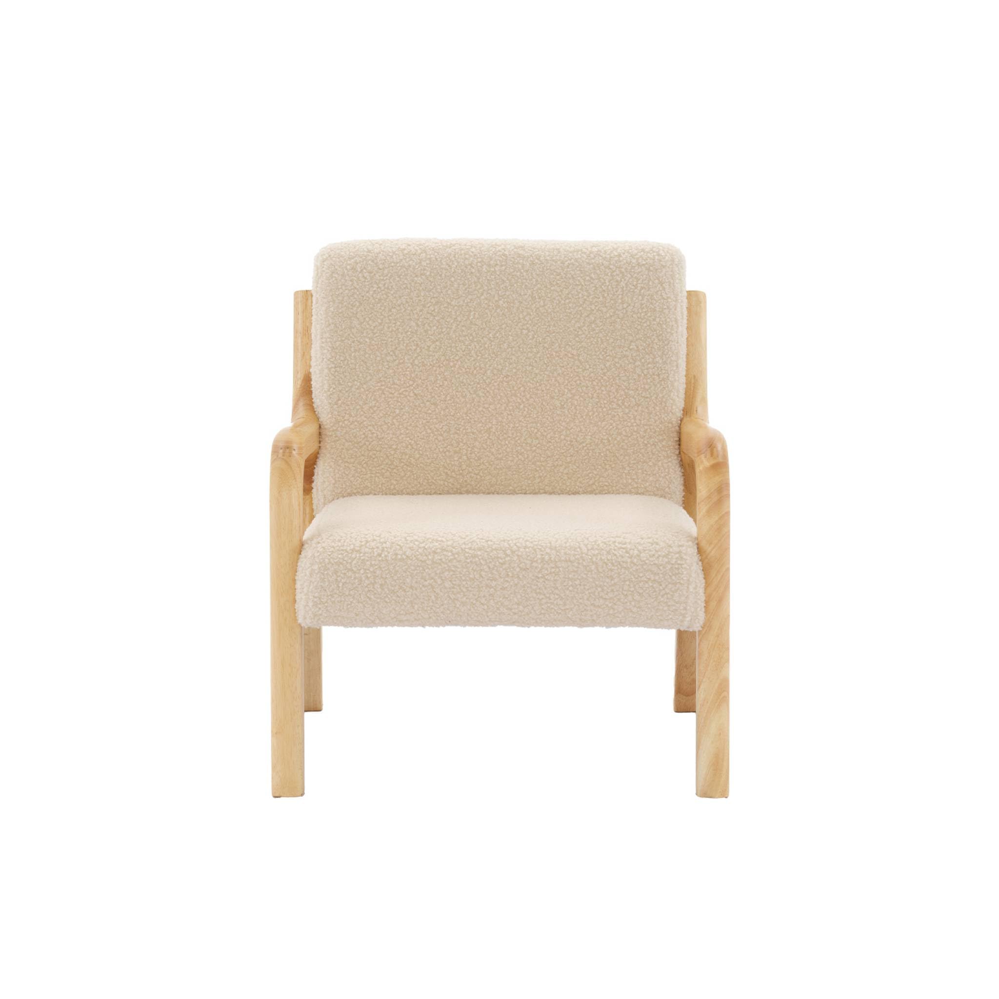 sweeek - Fauteuil scandinave Enfant en Bois et Tissu Bouclette Beige