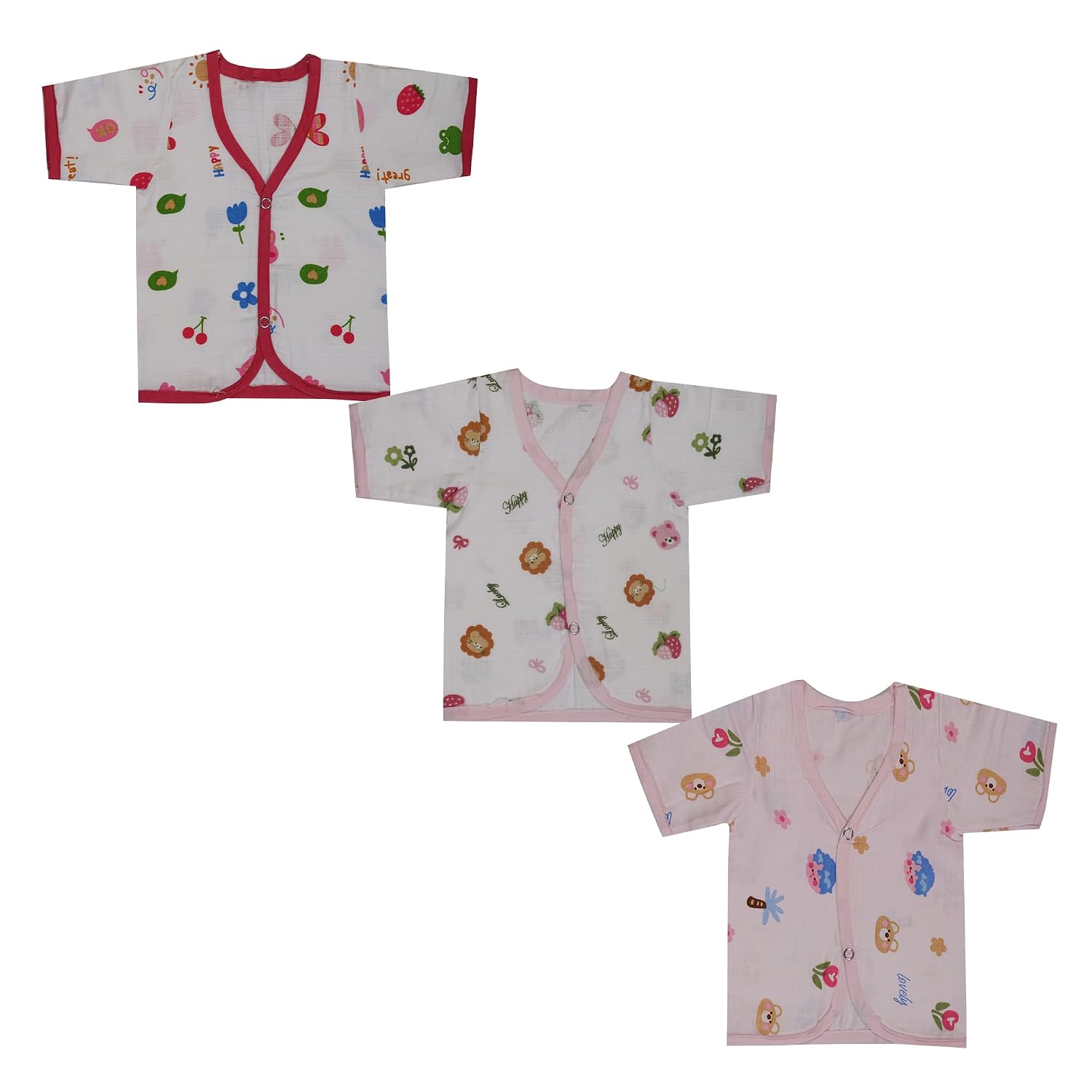 V2M Newborn Baby Half-Sleeve Cotton Jhabla (Pack of 3) | Front Open Snap Button Infant Shirts | Soft Muslin Cotton Tees - Review, Price and Buying Guide