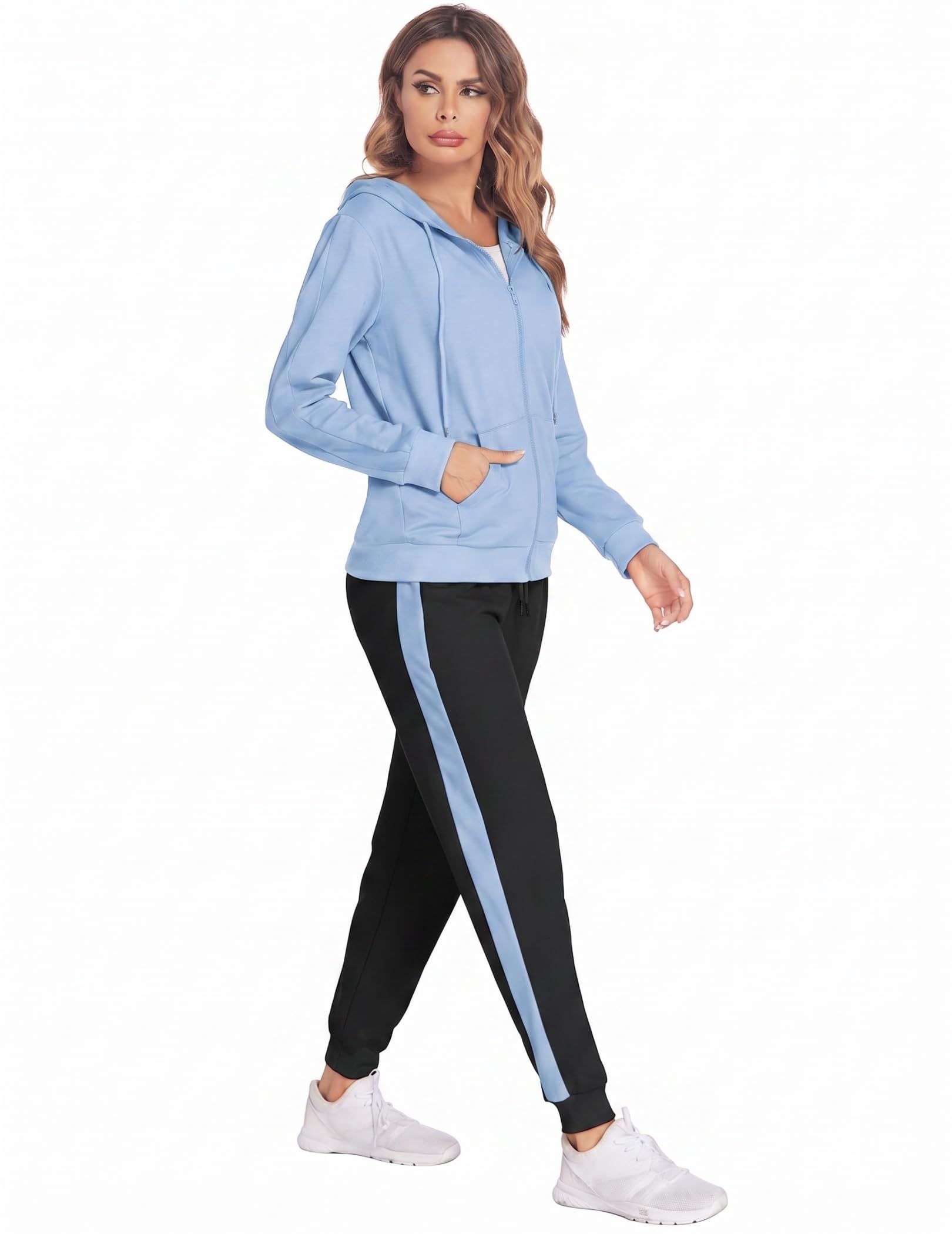 Parabler Tuta Donna Ginnastica Sportiva Jogging Giacca Pantaloni Autunno | Giacca e pantaloni, completo da casa, con tasche, Inverno, Primavera