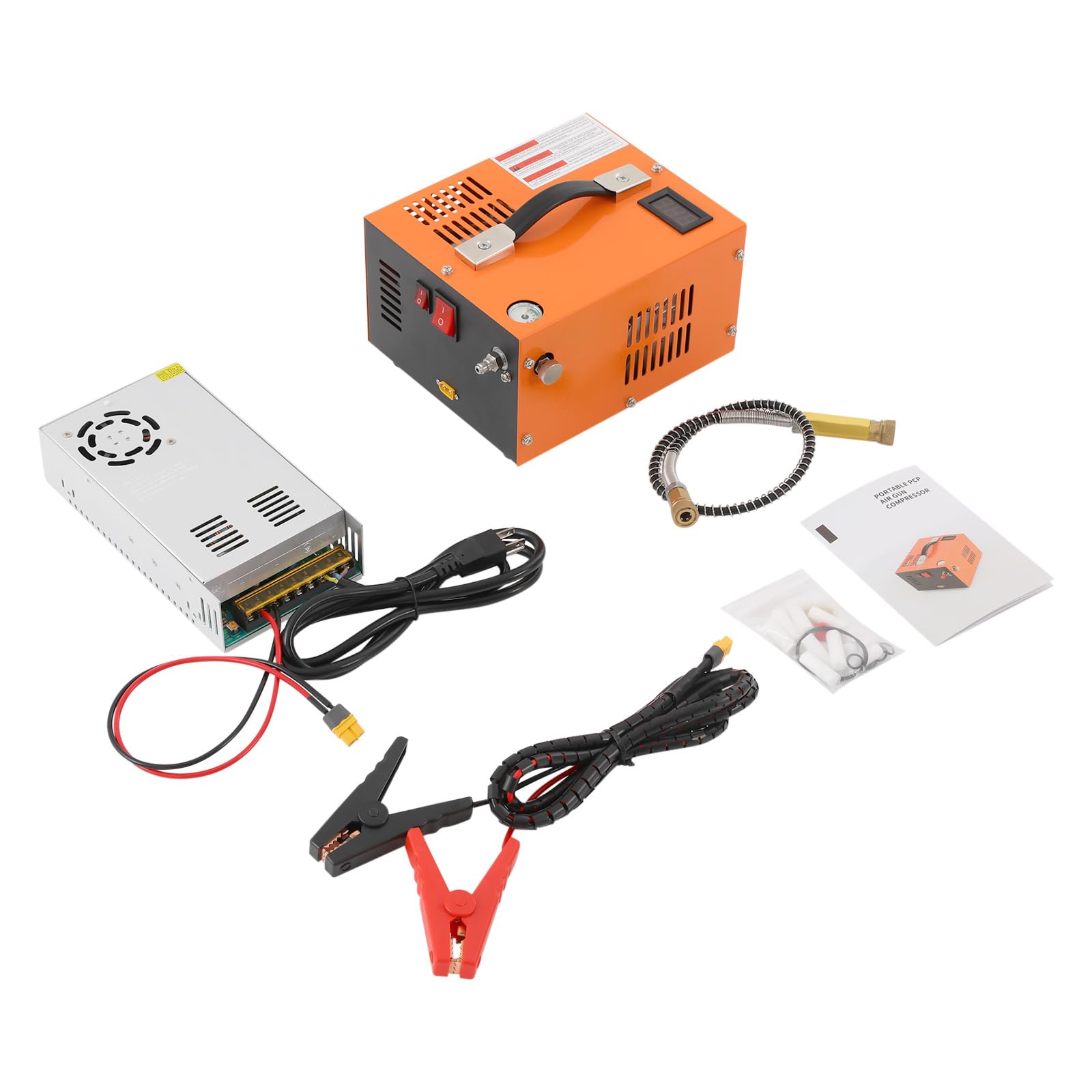PCP Air Compressor 4500PSI High Pressure Air Pump with Power Converter Portable PCP Airgu…