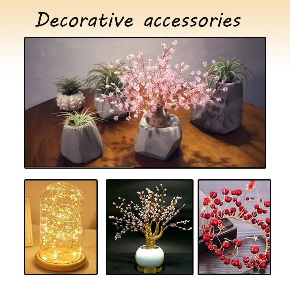 Alambre de perlas de 0,3 mm para la fabricación de joyas, alambre de flores, alambre de cobre, resistente a la oxidación, fácil de cortar para la fabricación de joyas y manualidades