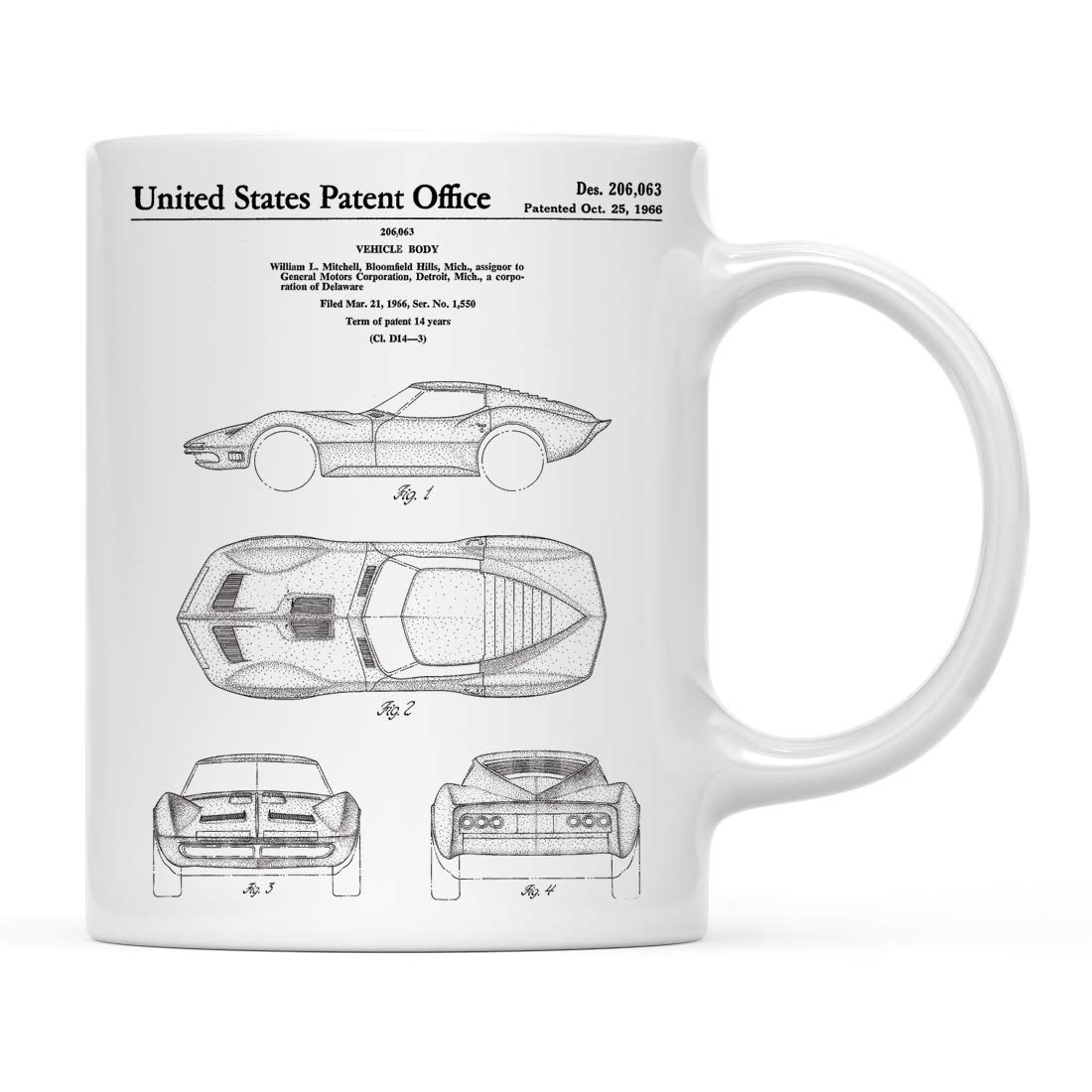 Taza De Cerámica Plano del coche deportivo clásico Mako Shark II Taza De