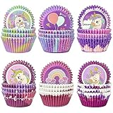 qiqee Unicorn 300-Count Cupcake Liners Standard Cupcake Cups 6 Design Cupcake Papers Baking Cups Cupcake Wrappers for (Standard Size)