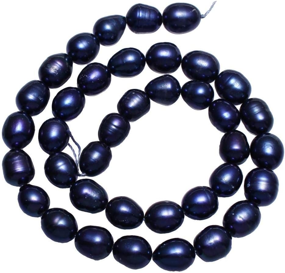 YYW Natural Pearl Beads Dark Blue 9-10mm Freshwater Cultured Loose Gemstone Beads Pearl Potato for DIY Jewelry Making 15 Inch/Strand