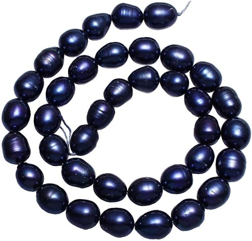 Natural Pearl Beads Dark Blue 9-10mm Freshwater Cultured Loose Gemstone Beads Pearl Potato for DIY Jewelry Making 15 InchStrand