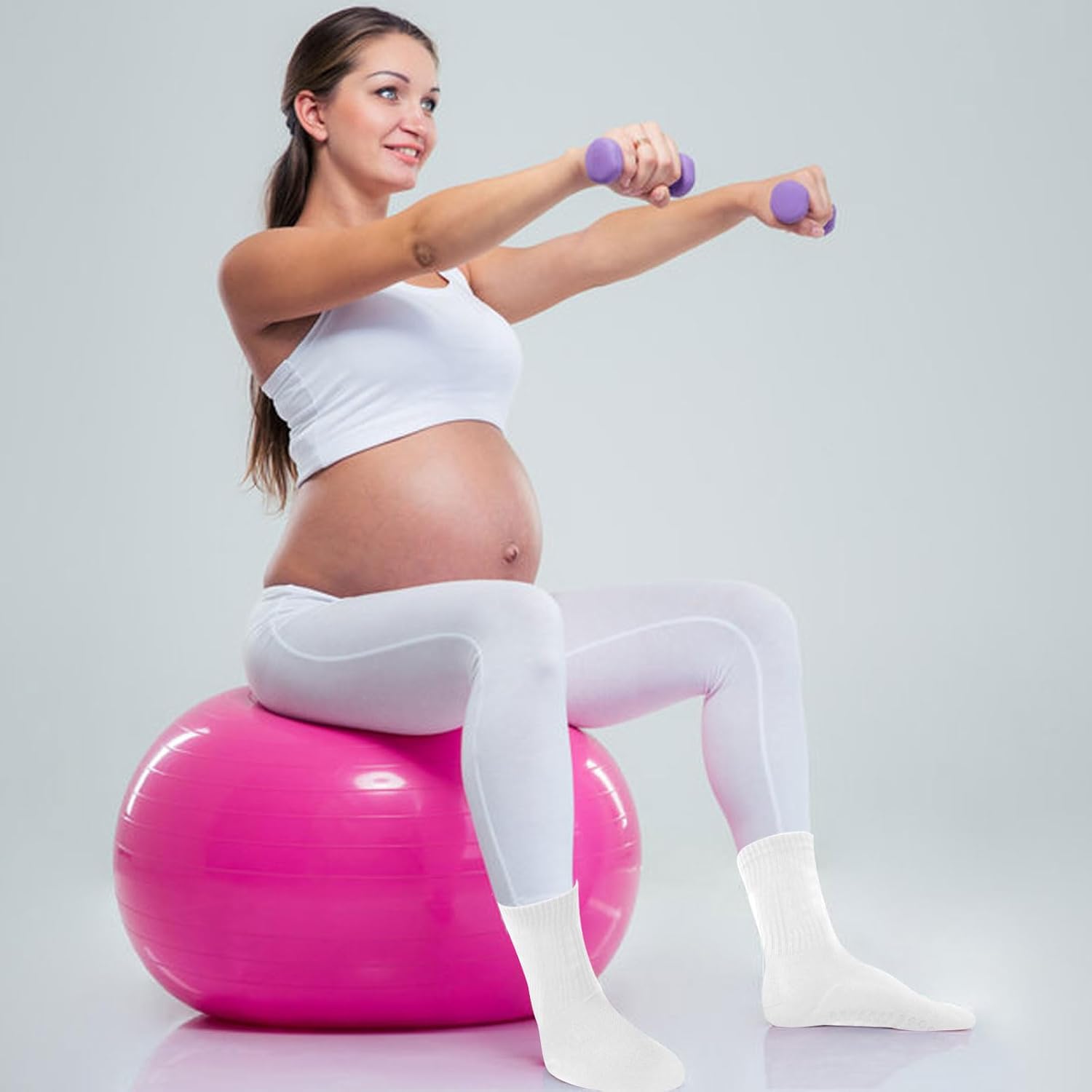 3 Pairs Non Slip Yoga Socks for Women Anti-skid Long Socks for Yoga, Barre, Ballet, Dance, Barefoot Workout Gym - Image 2