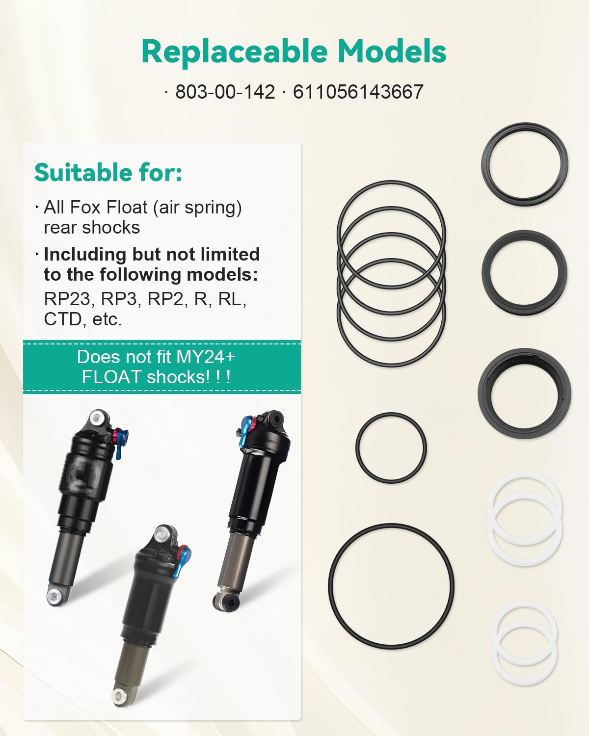 YIGUCS 803-00-142 Maintenance Kit Air Shock Absorber Float, Rear Shock Service Kits Fit for F-ox Float Rear Shocks Replace 611056143667
