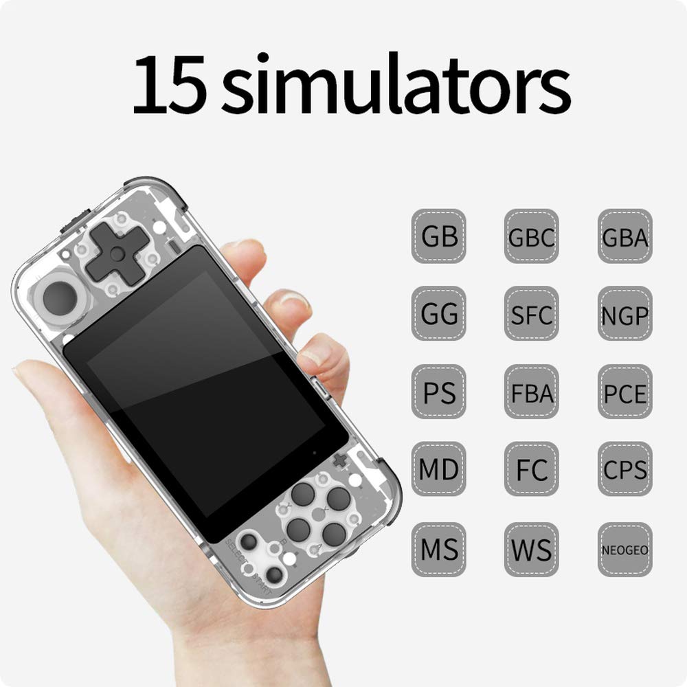 Macchina per Videogiochi retrò con Sistema a Doppia Tasca Aperta 3"Schermo HD IPS Regalo per Bambini 16 emulatore Supporta i Nuovi Giochi PS1
