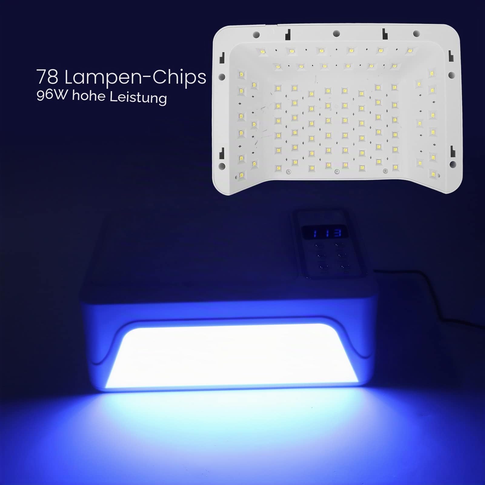 UV LED Nagellicht, UV Nageltrockner mit Telefonhalter, 96 W Professionelle Nagel Gel Nagellack Trockner Härtungslampe, Tragbarer LED Gel Nagel Härtungstrockner