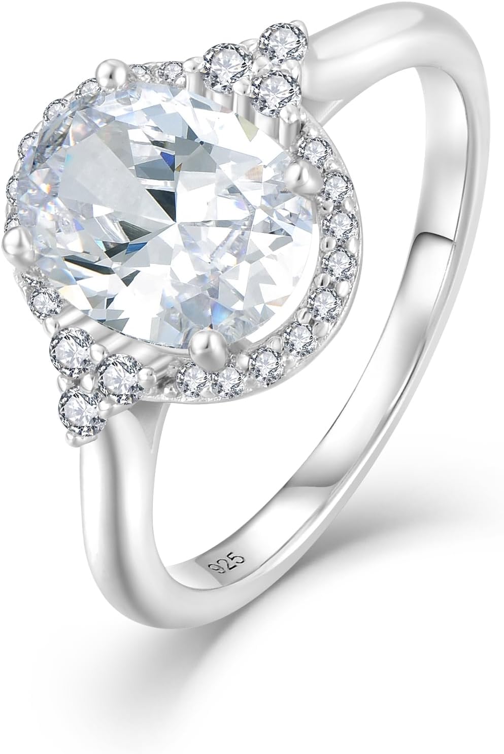 2CT Oval Cut Cubic Zirconia Ring for Women, 925 Sterling Silver Engagement Promise Ring, Bridal Wedding Band for Her