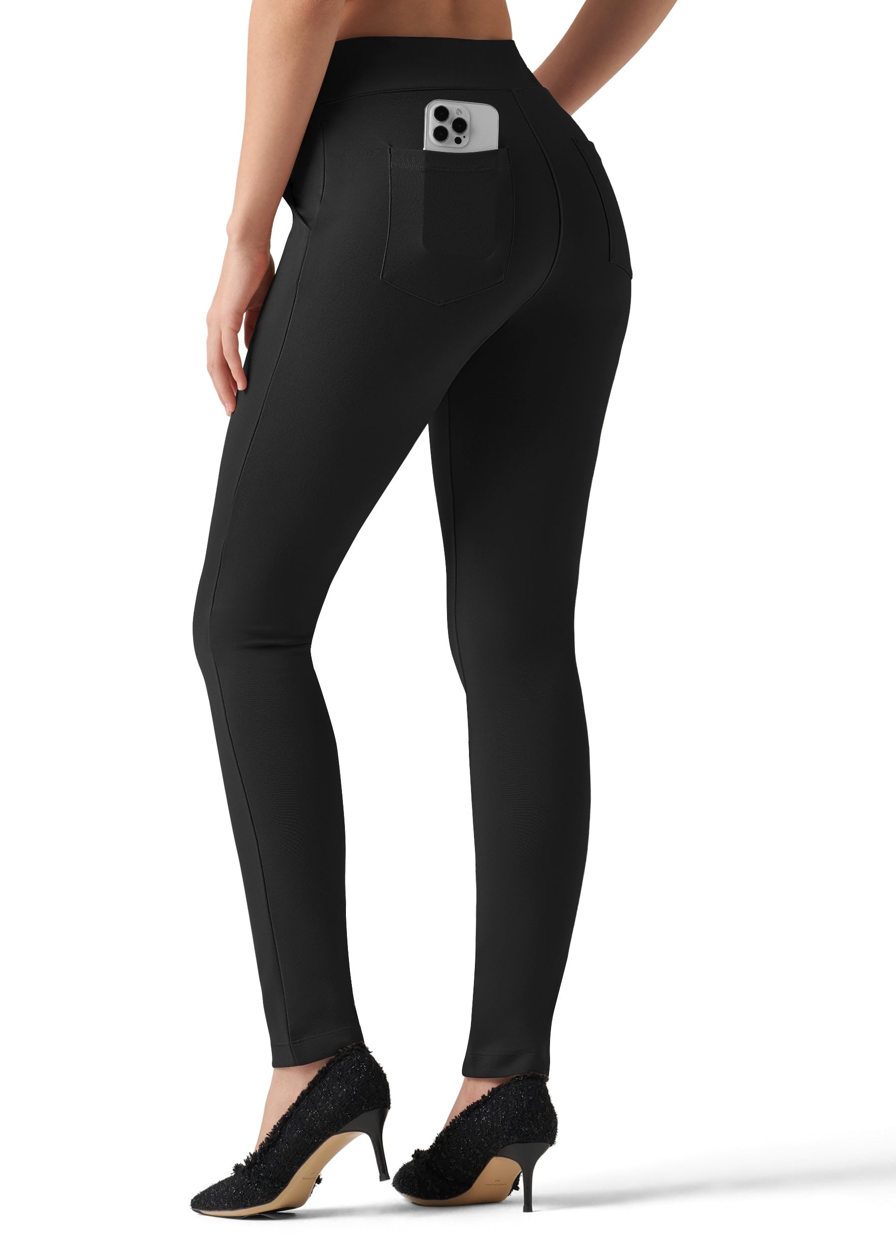 Willit Pantalon de yoga pour femme - Pantalon de travail skinny - Taille haute - Extensible - Pour le bureau et les affaires - Pantalon décontracté - 68,6 cm/71,1 cm