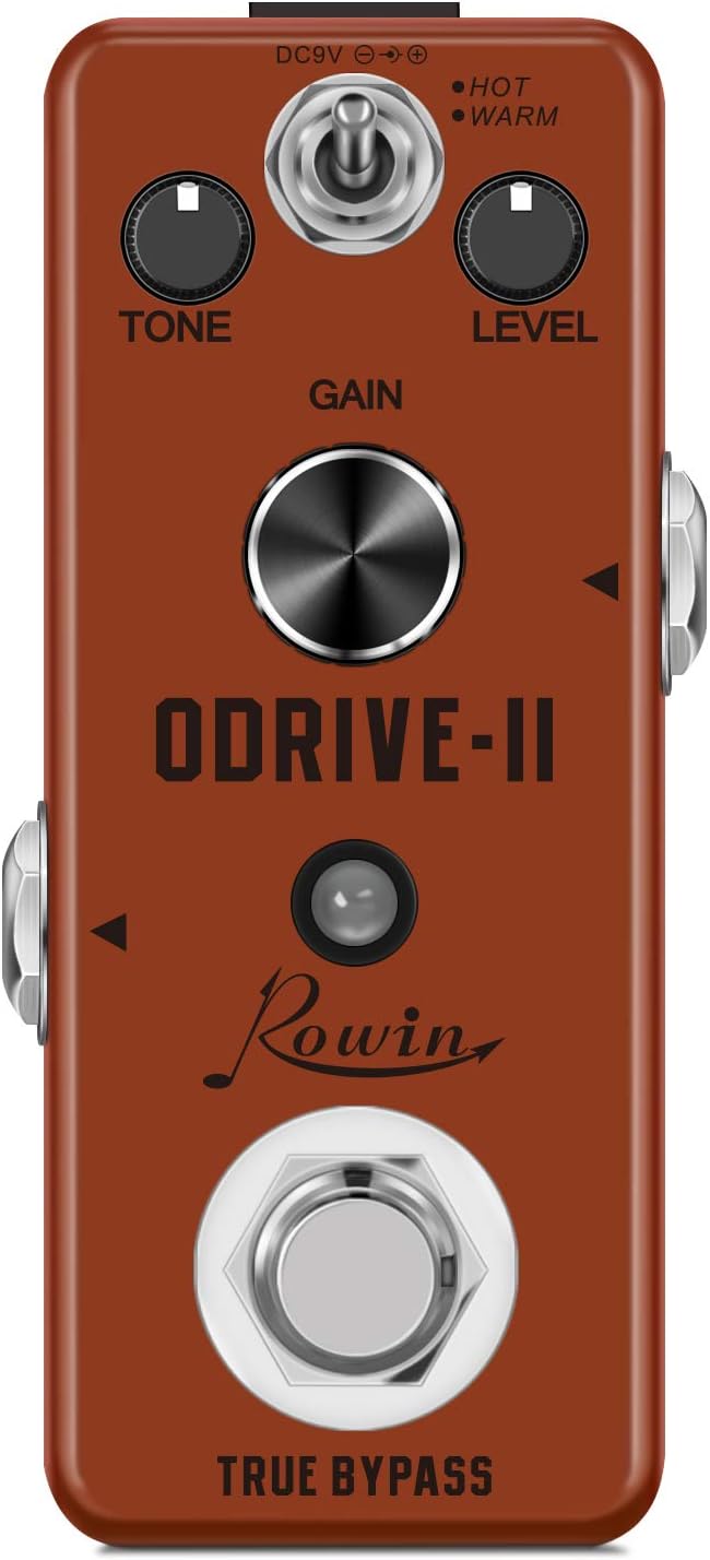 Rowin Blues Overdrive Pedal for Guitar True Bypass with Warm and Hot Modes