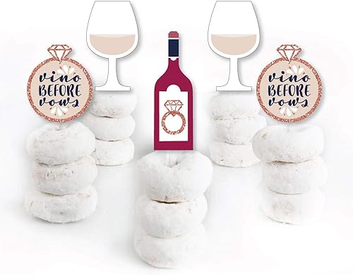 Miniatura 2 de Big Dot of Happiness Vino Before Vows - Juego de 24 adornos para cupcakes de postre, para despedida de soltera o despedida de soltera