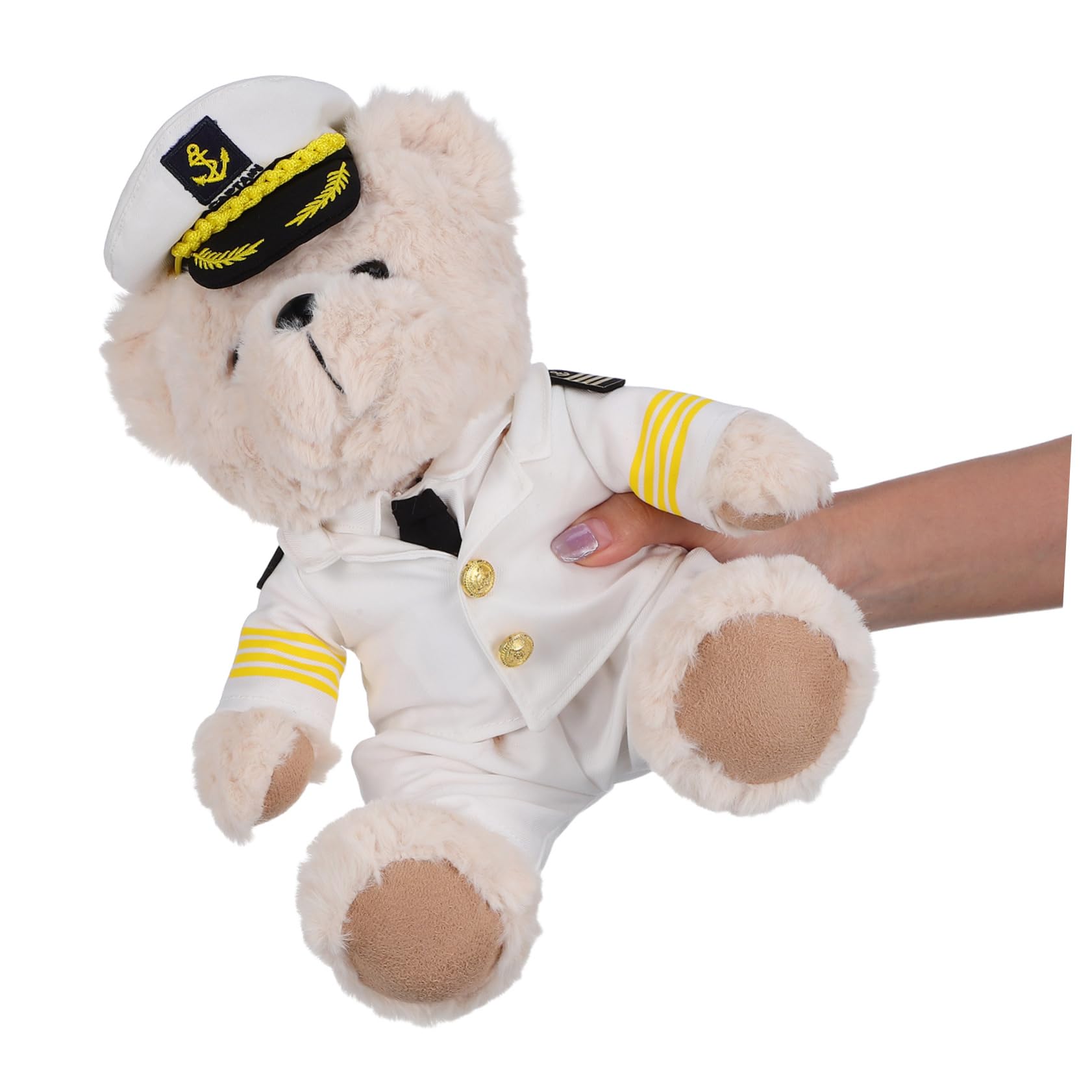 Abaodam Piccolo Peluche Orso Capitano, Bambola di Peluche Beige in Morbido Cotone Pp, Tenero e Soffice, per Decorazioni e Foto