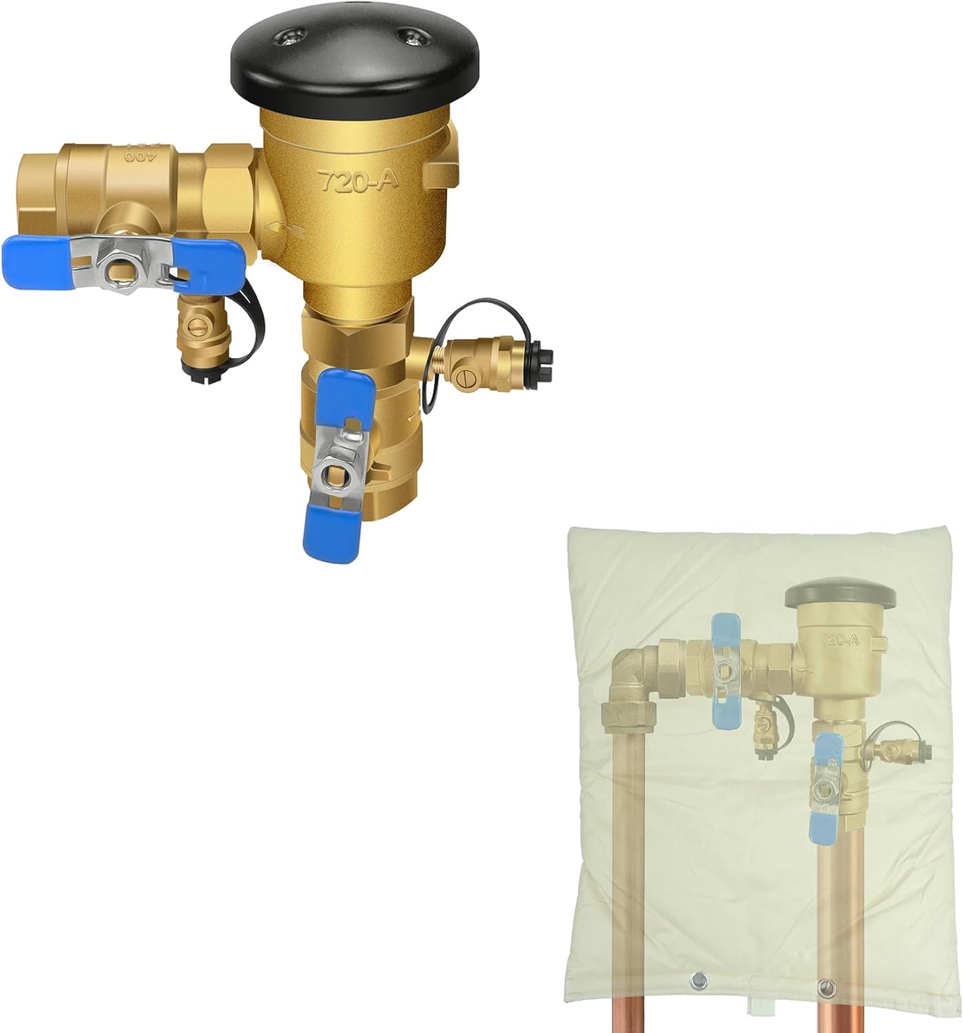 3/4" 720A Pressure Vacuum Breaker Assembly and 16"X20" Backflow Preventer Valve Insulation Cover for Winter(5°F)