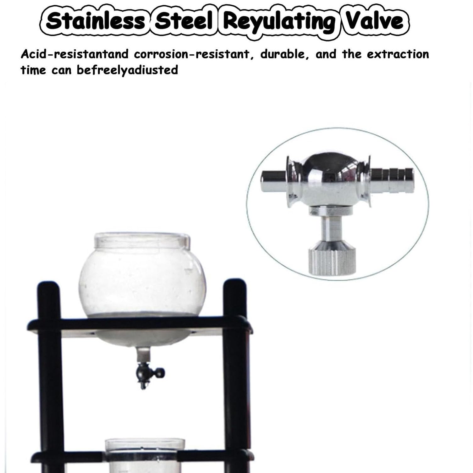 Cold Brew Drip Tower Eiskaffeemaschine – wiederverwendbarer Glasbehälter und Holzständer, 5–8 Tassen Kapazität