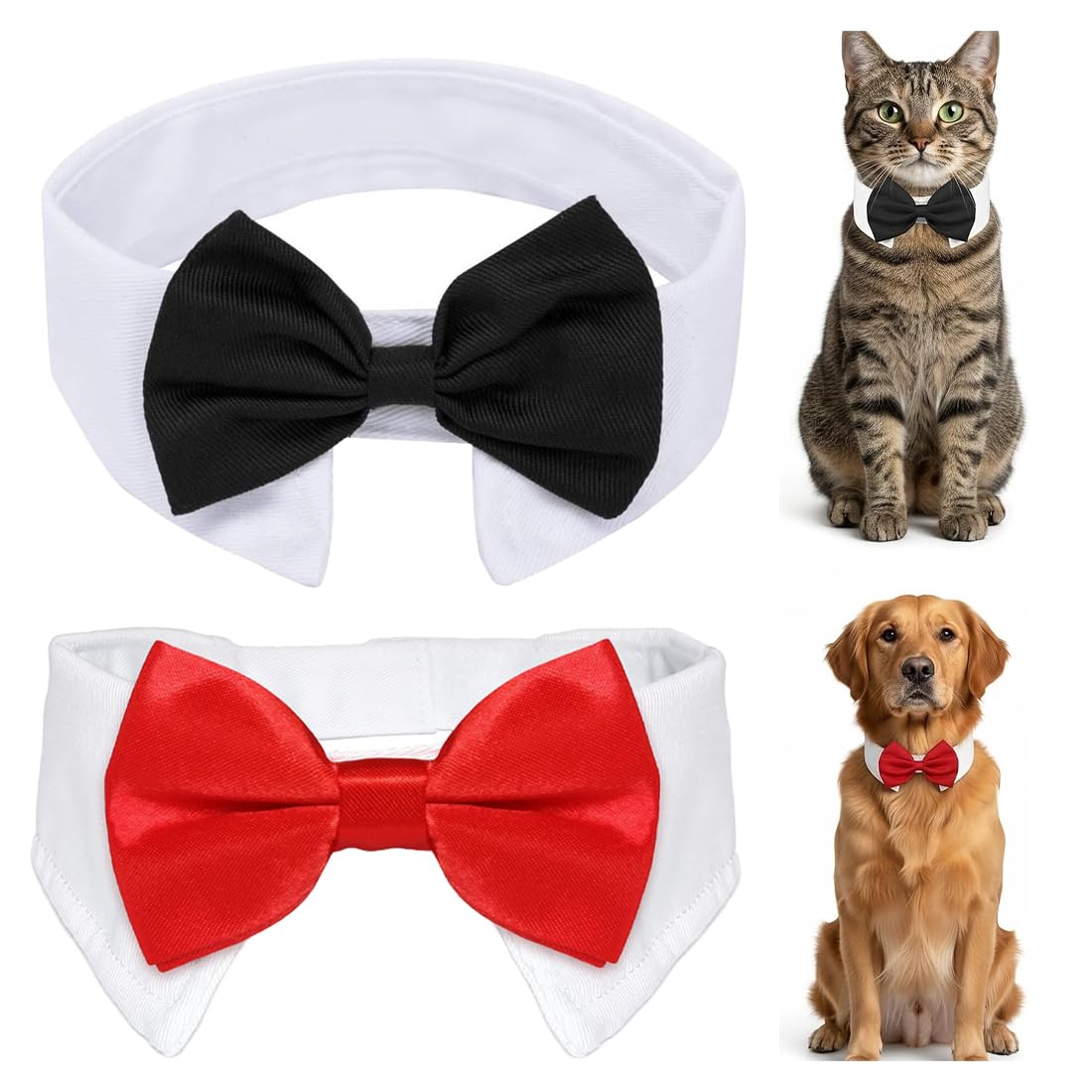Bandana per cani con papillon regolabili per matrimoni feste