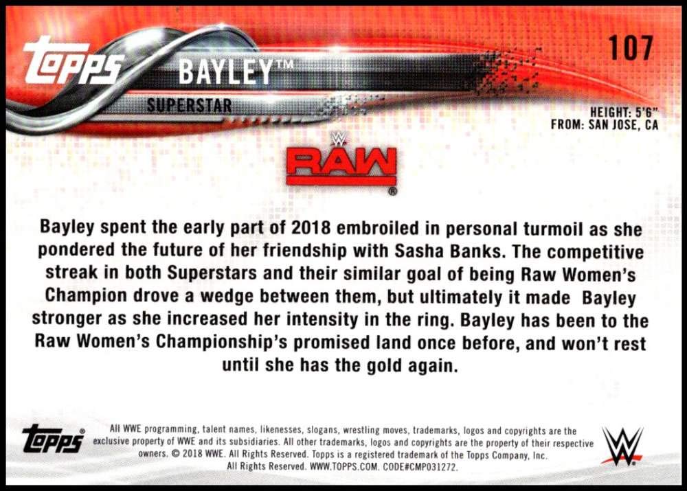 Amazon.com: 2018 Topps WWE Then Now Forever #107 Bayley