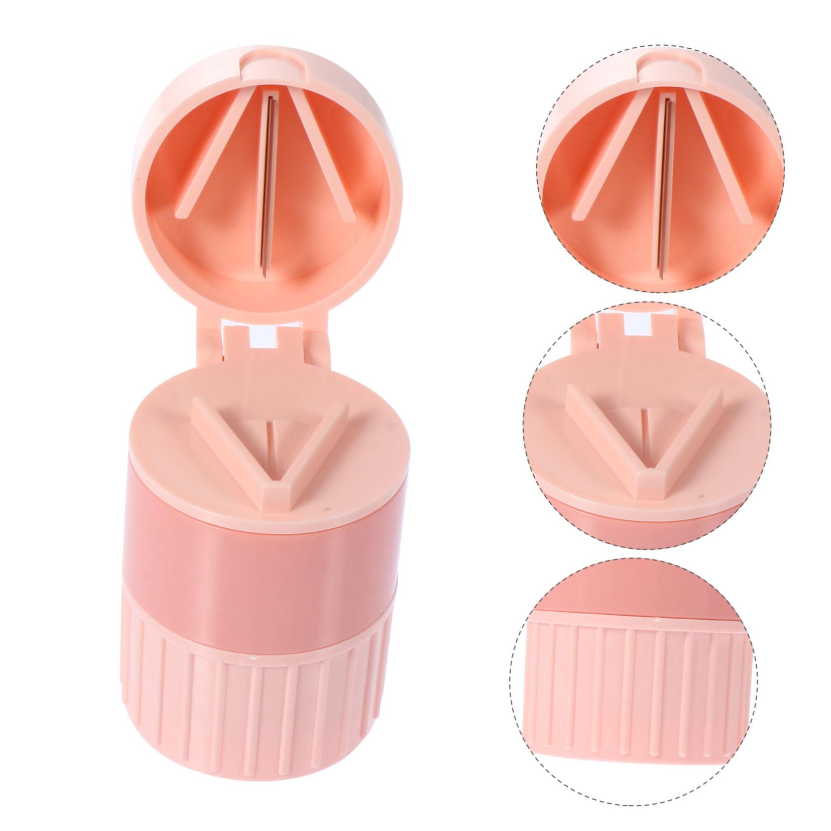 FRCOLOR 4 Pièces Pilulier Coupe- Et Étui à Pilules De Voyage Durable Pratique De Portable De Comprimés Rose Acier Inoxydable