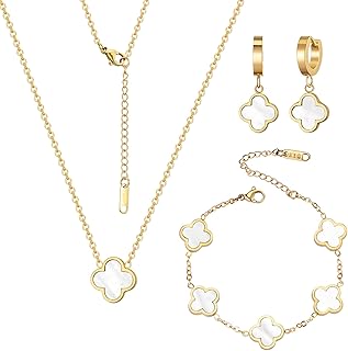 18K Gold Clover Jewelry Set Gifts