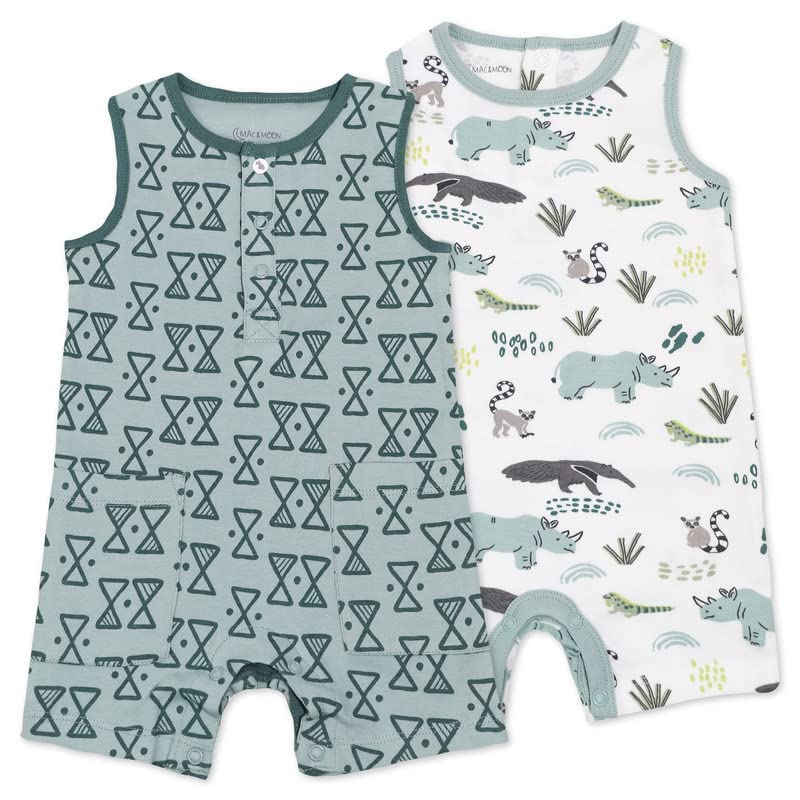 Image of Mac & Moon Baby Romper Organic Cotton 2-Pack Romper, Baby Boy or Baby Girl